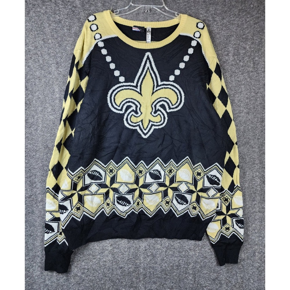 New Orleans Saints Sweater Womens XXL Black NFL Football Drew Brees Forever EUC